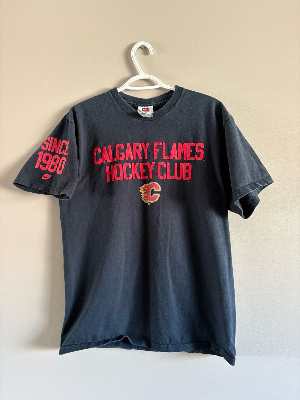 Nike Black Calgary Flames Hockey Club Tee with Red Logo